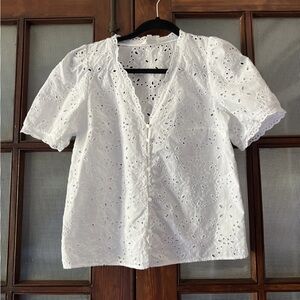 Sezane White Eyelet Blouse